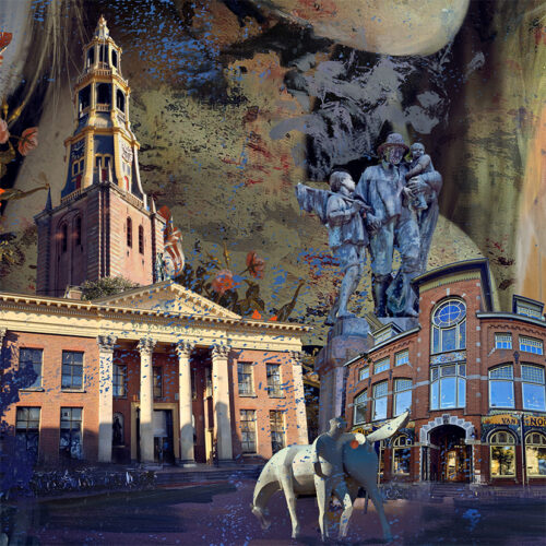 Detail eierbal en Peerd van Ome Loek in het Groningen schilderij van Pablo Slenders
